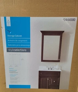 Style Selections 25-Inch By 34-Inch Espresso Wall Medicine Cabinet NEW - Picture 1 of 4