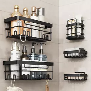 Adhesive Shower Caddy 5-Pack, Large Wall Mounted Shower Shelves Rack, Organizer - Picture 1 of 12