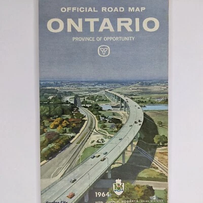 Ontario Canadá 1964 hoja de ruta oficial Ont Garden City Skyway John Robarts de colección 8G Foto 1 de 4