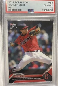2023 Topps Now Tanner Bibee Red 4/10 #193 PSA 10 RC Cleveland Guardians Pop 1 - Picture 1 of 6