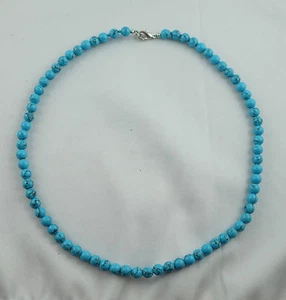 Turquesa Rec. Magnesita Teñido Cadena Bolas Collar Aprox. 45CM Lang 6MM Perlas - Imagen 1 de 1