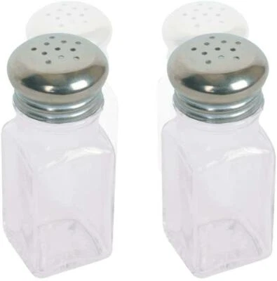 Salero y Pimentero Vidrio 2 OZ, Utensilio de Cocina Estilo Moderno, Tapa de Metal 2 Piezas Foto 1 de 2
