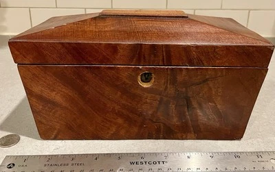 Antique English Sarcophagus Shaped Tea Caddy- Solid Wood--Nineteenth Century - Image 1 of 4