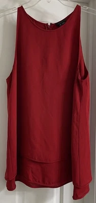 Blusa feminina Theory de seda forrada vermelha sem mangas tamanho P - Imagem 1 de 4