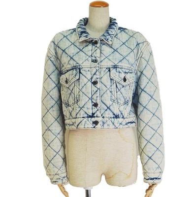 MIU MIU Chaqueta Denim Acolchada Azul Talla 38 100% algodón Hecho en Italia - Imagen 1 de 4