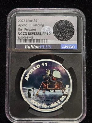 2025 Niue Silver $1 Apollo 11 NGCX Reverse Proof 10 (Z-0913) - Image 1 of 2