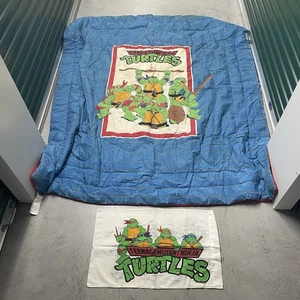 VTG Teenage Mutant Ninja Turtles 1990 Twin Comforter & Case TMNT - SEE PHOTOS - Picture 1 of 17