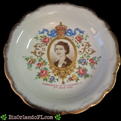DE COLECCIÓN: Commem Coronación Reina Isabel II. Plato Queen Anne Bone China 1953 Foto 1 de 4