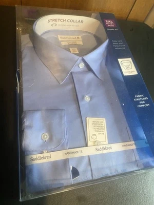 Saddlebred Size (2XL/18-18.5)Men's Long Sleeve Button Down Shirt Size Baby Blue - Image 1 of 4