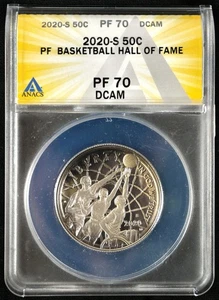 2020-S 50c Basketball Hall of Fame Coin ANACS PF 70 DCAM - Picture 1 of 2