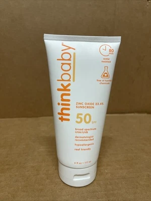 THINK Thinkbaby SPF 50+ детский солнцезащитный крем безопасный натуральный солнцезащитный крем 6 унций - Изображение 1 из 3