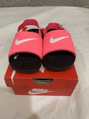NIKE KAWA SLIDE (TD) Baby/Toddler Slide ( PINK/WHITE-BLACK) Size 9C BV1094-610 - Image 1 of 3