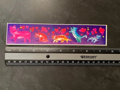 Tira adhesiva vintage años 80 Lisa Frank arco iris gatos corazones notas musicales #341586 Foto 1 de 4