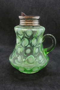 EAPG Northwood Glass Co's Green Opalescent 9 Panel Mold Syrup - Picture 1 of 2