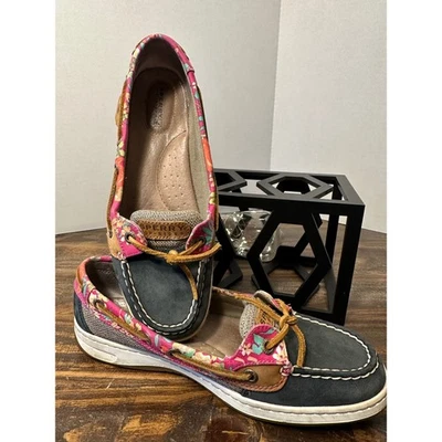 Zapatos de barco Sperry Top Sider para mujer estampado floral talla 8M tela de cuero Foto 1 de 4