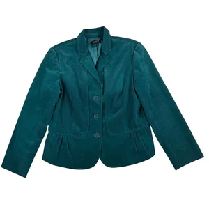 Talbots Teal Corduroy Blazer Jacket sz 16 peplum hem preppy old money 90s - Picture 1 of 7