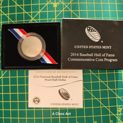 2014 S Proof Baseball Hall of Fame Clad Half Dollar ~Curved Coin ~OGP,COA T8948 - Image 1 of 4