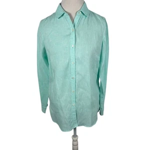 J. McLaughlin hellblau 100% Leinen Hemd mit Knöpfen Langarm Beachy Gr. S - Bild 1 von 11