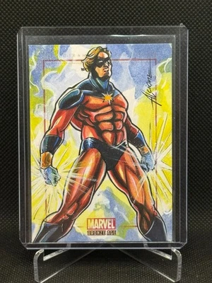 Tarjeta de boceto 2012 Marvel Edad de Bronce SketchaFEX Alcione Silva Capitana Marvel 1/1 Foto 1 de 2