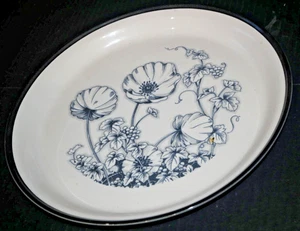Nitto Moon Flower Stoneware Round Serving Plate Charger Black White Gray - Picture 1 of 4