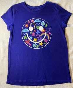 The Children’s Place Girls Short Sleeve Royal Blue Smiley T-Shirt Size XL (14) - Picture 1 of 6
