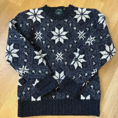 Vintage Club Room M Hand Knit Heavy Wool Sweater Snowflake Cozy Winter Holiday - Image 1 of 4
