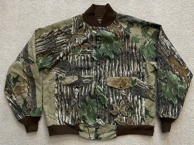 Vintage Spartan Outdoors Realtree Camo Camouflage Snap Bomber Jacket Medium USA - Image 1 of 4