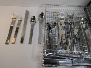 Sasaki Aria Stainless 5-Piece Service for 8 Modernist Mid-Century - Picture 1 of 8