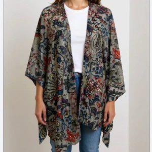 GENA Accesorios Terciopelo Burnout Kimono Talla Única Mantón Paisley - Imagen 1 de 4