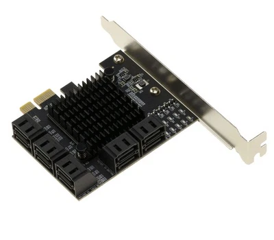 Carte PCIe 3.0 x1 avec 10 ports pour disques durs SATA 3.0 6G , double chipset J - Bild 1 von 4
