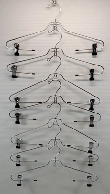 *X) Vintage Mixed Lot of 7 Metal Stackable Multi Tiered Pant Skirt Hangers - Image 1 of 4