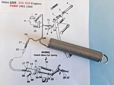 Mola de retorno cilindro escravo embreagem Volvo 122S 59-69, P1800 61-68 B18 - Imagem 1 de 3