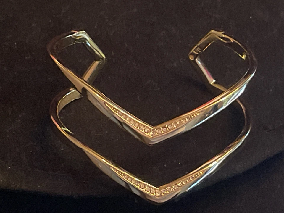 Vera Bradley Gold Sparkling Crystal Chevron Open Cuff Bangle Bracelet - Image 1 of 4