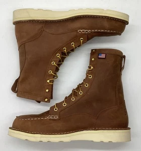 Danner Men's 8" Leather Bull Run Moc Steel Safety Toe Work Boots Brown Sz 12 D - Picture 1 of 6