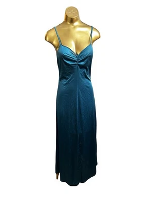 Vintage Teal Vassarette Long Nightgown Slipdress - Small A15 - Image 1 of 4