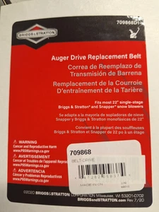 briggs&stratton 709868 auger drive replacement belt - Picture 1 of 2