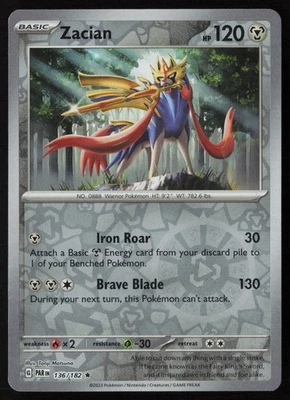 Pokemon Zacian 136/182 SV04: Paradox Rift Reverse Holo Pack Fresh - NM - Image 1 of 2
