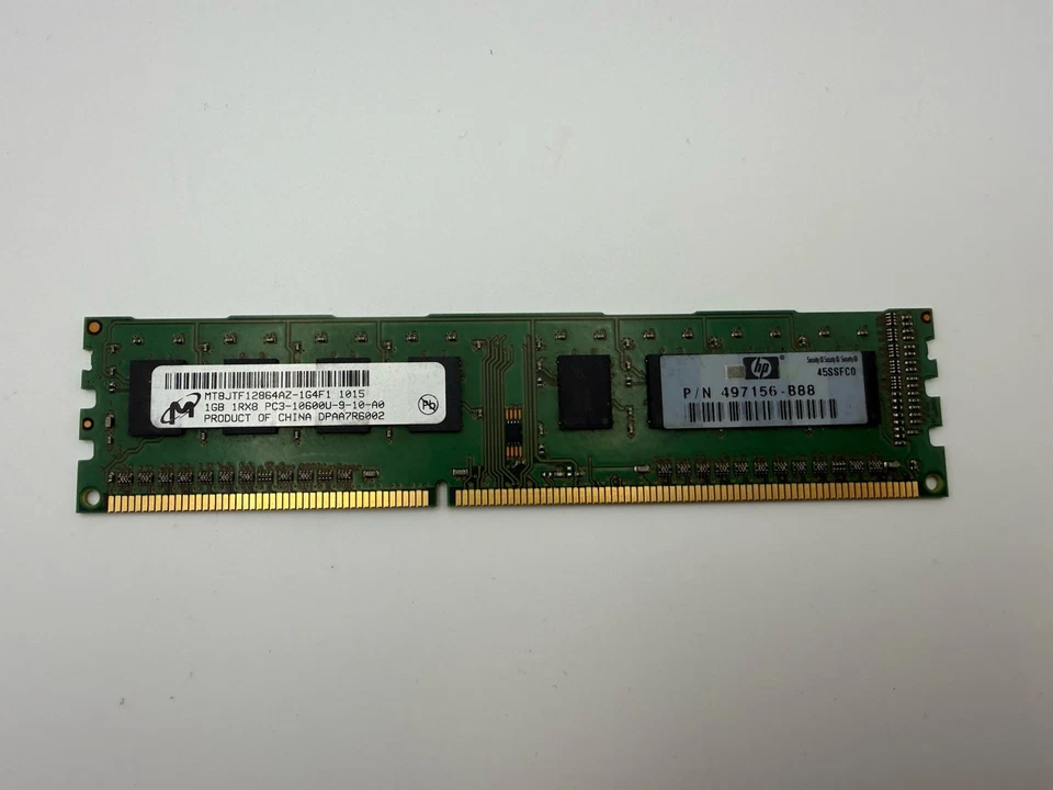 Micron 1GB DDR3 PC3-10600U RAM MT8JTF12864AZ-1G4F1 HP P/N 497156-B88 Untested - Image 1 of 2