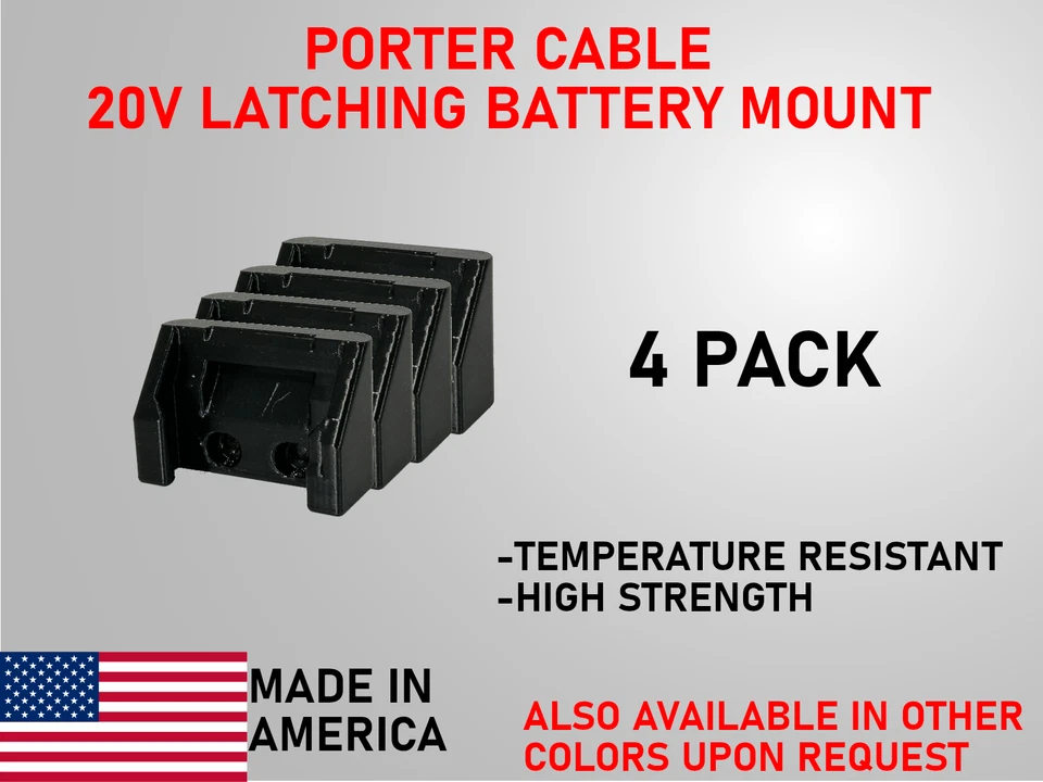 Porter Cable 20V Latching Batter Mount/Holder [Qty 4] – Garage/Van organizer - Image 1 of 3