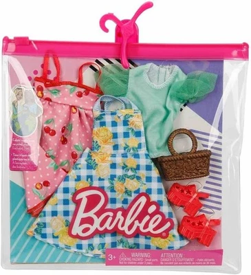 MATTEL Barbie Fashions 2-Pack Clothing Set, 2 Outfits for Barbie Doll Picnic Themed