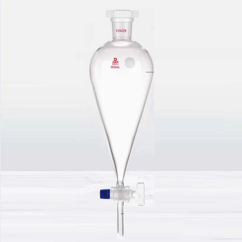 500ml Transparent Separating Funnel with Glass Piston Stopcock Lab Glassware - Image 1 of 1