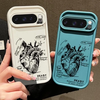 ShockProof Heart Pattern Silicone Case For Google Pixel 9 8 7 Pro XL 8A 7A Cover - Image 1 of 4