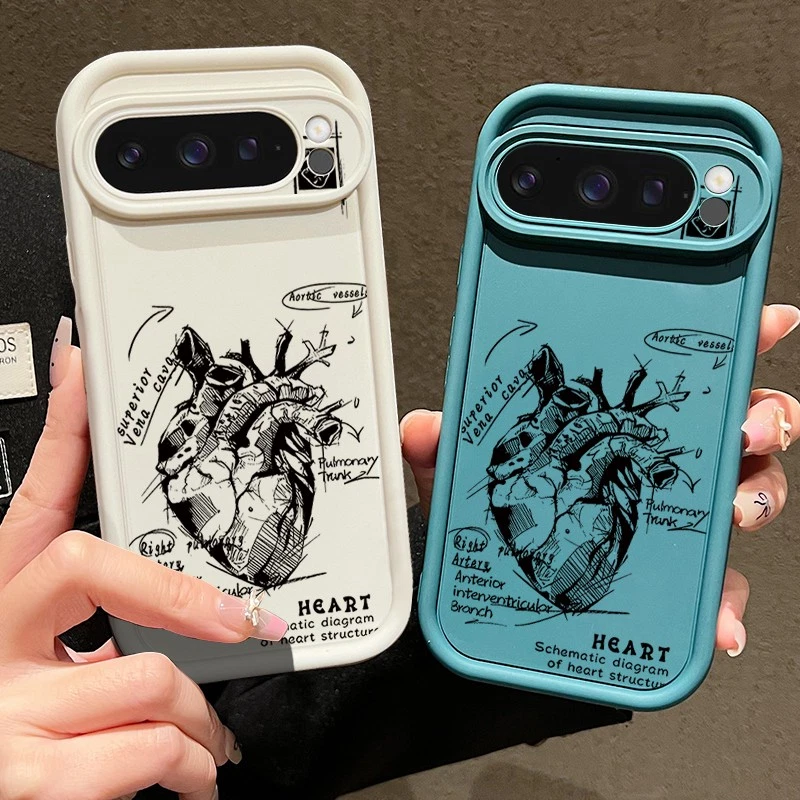 ShockProof Heart Pattern Silicone Case For Google Pixel 9 8 7 Pro XL 8A 7A Cover - Image 1 of 4