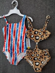 Cat & Jack + Art Class Girls 2-Pack One Piece Swimsuit Multicolor XS 4/5 - Picture 1 of 13
