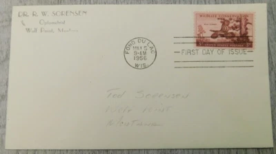 First Day Issue Wildlife Conservation Fond Du Lac Wis 1956 Stamp Envelope Cover - Image 1 of 4