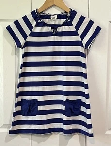 Mini Boden Blue & White Stripe Shirt with Ribbon Collar & Pockets Girls 11-12 - Picture 1 of 5
