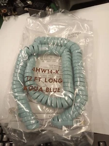Telephone Handset modular Cord 12ft Aqua Blue General Cable 4HW14-K NEW - Picture 1 of 3