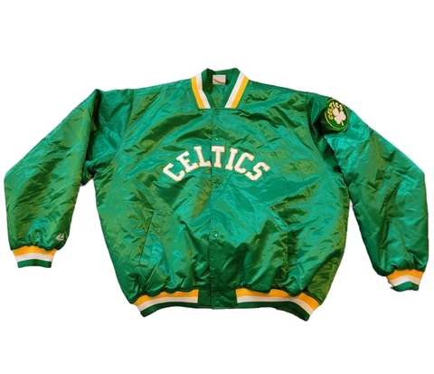 Majestic Hardwood Classics Boston Celtics Satin Bomber Green Jacket Mens 3-4XL Cover
