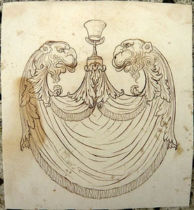 ALTE ZEICHNUNG um 1800 schönes Ornamentprojekt Dekoration Italien? - Bild 1 von 3