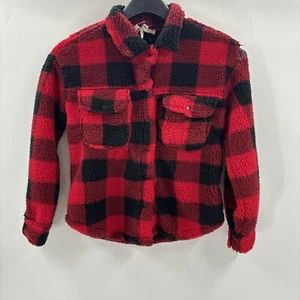 NWD Jessica Simpson Girls Long Sleeve Fleece Check Shirt Jacket Red Size 7 - Picture 1 of 4